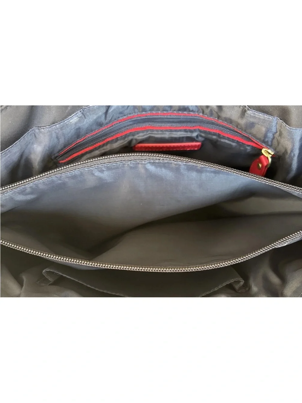Tommy Hilfiger Double Top Handle Purse Tote Black 100% Nylon 12” X 11” X 4”